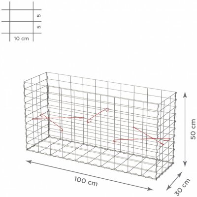 TopGabion Gabionový koš bez víka: 100×30×50 cm - oko sítě 10×5 cm