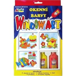 SMT Creatoys Okenní barvy 5x20ml s konturou se třpytkami + předlohy v krabici 16x26x2,5cm