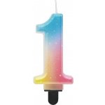 Godan Dortisimo svíčka žluto-růžovo-modrá číslo 1 – Sleviste.cz