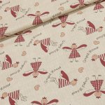 Bavlněné plátno vánoční 8043607-01, vínoví andílci na režné, š.150cm (látka v metráži) – Zboží Dáma