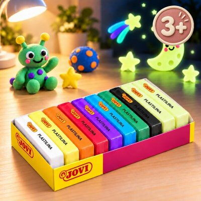 Jovi Glow plastelína 10x50g 8 základních barev + 2 barvy svítící ve tmě – Hledejceny.cz