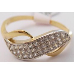Klenoty Budín Mohutný dámský zlatý prsten se zirkony z bílého a žlutého zlata H447