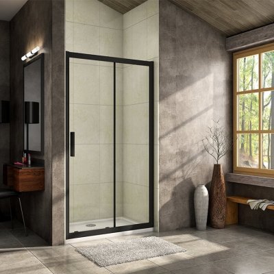 H K Luxusní posuvné sprchové dveře ALTO BLACK 116- 120x195cm L/P se Soft close zavíráním – Sleviste.cz