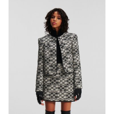 Karl Lagerfeld CHECK BOUCLE JACKET černá – Zboží Mobilmania