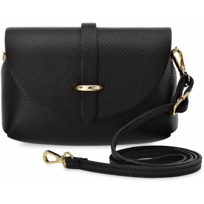 Vera Pelle malá dámská kožená kabelka dámská elegantní módní italská crossbody kabelka 100% kůže černá