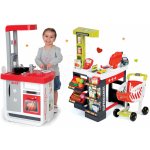 SMOBY 310800-2 kuchynka Bon Appétit so zvukmi a kávovarom +obchod Supermarket s elektronickou pokladňou – Hledejceny.cz