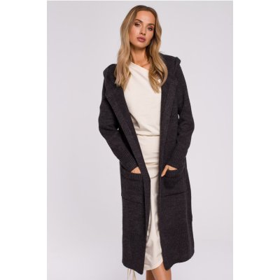 M596 Longline Hooded Cardigan graphite