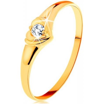 Šperky Eshop Diamantový zlatý prsten blýskavé srdíčko se vsazeným kulatým briliantem S3BT500.70