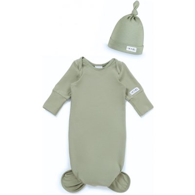 Moniel body čepička souprava do porodnice pro novorozence Olive olivová – Zboží Dáma