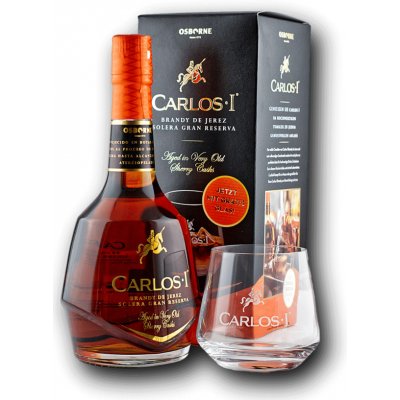 Carlos I Solera Gran Reserva 40% 0.7 l (dárkové balení s 1 sklenice) – Zboží Dáma