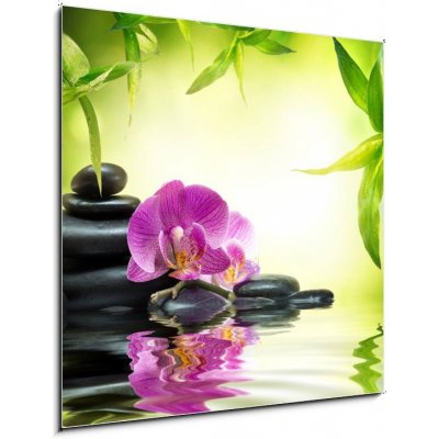 Skleněný obraz 1D - 50 x 50 cm - alternative massage in bamboo garden on water alternativní masáž v bambusové zahradě na vodě – Hledejceny.cz