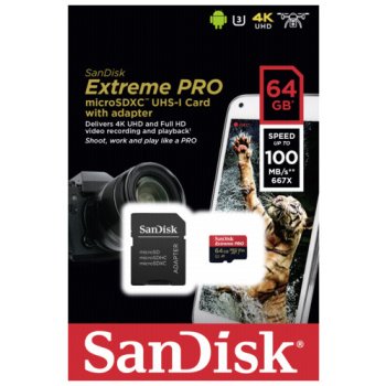 SanDisk microSDXC 64 GB UHS-I U3 SDSQXCG-064G-GN6MA