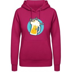 AWDis Hoodie mikina Motiv Pivo se smrtkou Svůdná růžová