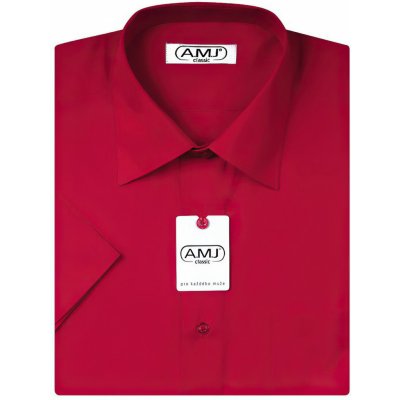 AMJ pánská košile krátký rukáv jednobarevná JK104 červená