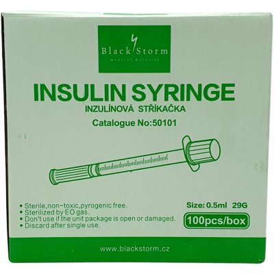 Black Storm medical Inzulinová stříkačka 0,5 ml sterilní s integrovanou jehlou 29 G verze U-50 – Zboží Mobilmania