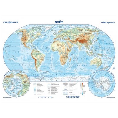Svět - reliéf a povrch / státy a území - příruční mapa 1:85 000 000, 6. vydání – Hledejceny.cz