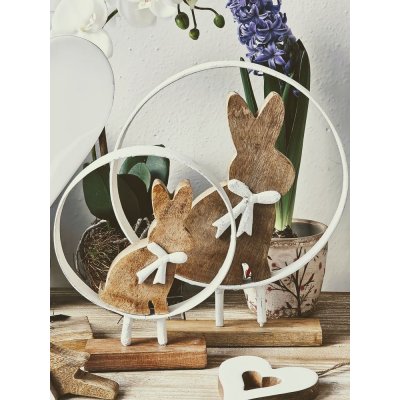 Dřevěná dekorace králíček s mašlí na podstavci Ø 18*23,5 cm – Hledejceny.cz