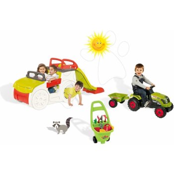 Smoby set prolézačka Adventure Car traktor Claas GM a Ecoiffier vozík Piknik