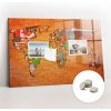 Tabule tulup Magnetická Tabule na Zeď Skleněná - Memo Board Kleněnou Přední Stranou - 5 magnetů v balení - 60 x 40 cm - Mapa světa s vlajkami