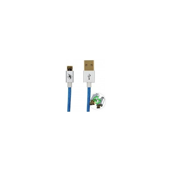 usb kabel InHouse MKF-REV12BL USB-Micro USB, propojovací, 1,2m, modrý