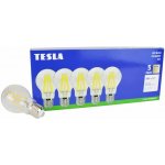 Tesla LED žárovka FILAMENT BULB, E27, 7.2W, 230V, 806m, 25 000h, 2700K teplá bílá, 360st,čirá 5ks – Hledejceny.cz
