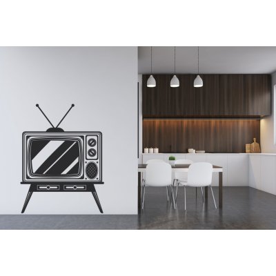 Lepy.cz Samolepka na zeď Retro tv, rozměry 50x65cm, Černá – Zboží Mobilmania