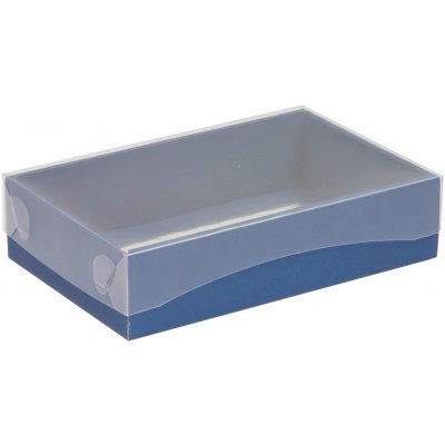 Dárková krabička s průhledným víkem 200x125x50/35 mm, modrá – Zboží Mobilmania