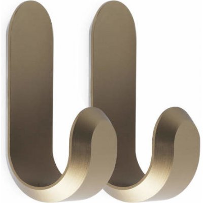 Normann Copenhagen Curve Mini Hooks – set 2 ks, matt gold – Zboží Mobilmania