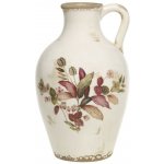Béžová antik keramická váza s květy a ouškem Florac - Ø 16*26 cm - Chic Antique – Hledejceny.cz