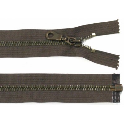 Kovový zip no.5 rozepínací 85cm (staromosazné zoubky) - více barev b: 02 tmavě hnědá – Zboží Dáma