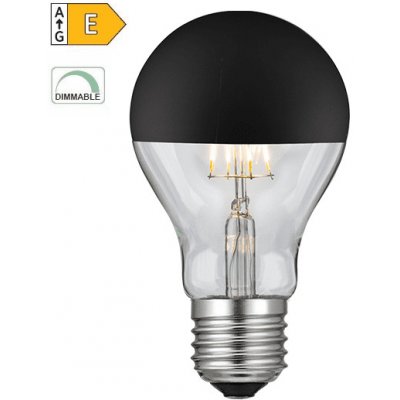 Diolamp LED Filament zrcadlová žárovka A60 8W/230V/E27/2700K/900Lm/180°/DIM, černý vrchlík