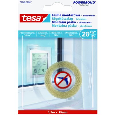 Tesa montážní oboustranná páska na průhledné sklo 20kg/m 1,5 m x 19 mm – Zbozi.Blesk.cz