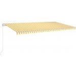 VidaXL Ručně zatahovací markýza s LED světlem 600 x 350 cm žlutobílá – Zboží Mobilmania