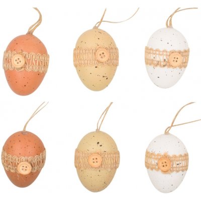 Vajíčka plastová na zavěšení přírodní s knoflíkem 6 cm, 6 ks v sáčku – Zboží Dáma