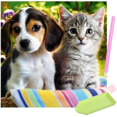 ISO Diamantové malování pes a kočka – Zboží Mobilmania