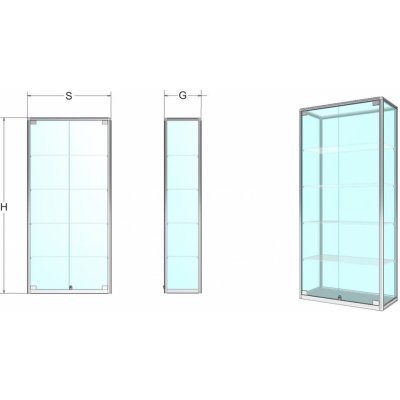 Expoint prezentační vitrína na zboží kalené sklo 70 x 40 x 180 cm – Zbozi.Blesk.cz