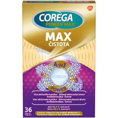 Corega Power Max Max Čistota čisticí tablety 36 ks