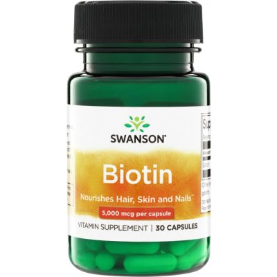 Swanson Biotin 5000 mcg 30 kapslí – Hledejceny.cz