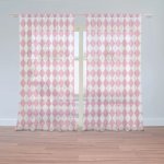 Sablio Záclony Růžovobílé kosočtverce: 2ks 150x250cm – Zboží Mobilmania