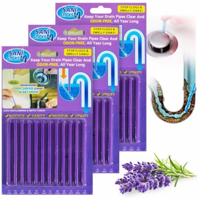 TFY SANI-STICK-Prp312 Tyčinky na čištění odpadu LEVANDULE 3 x 12 ks – HobbyKompas.cz