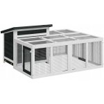 vidaXL Králíkárna šedá 144 x 123 x 67,5 cm masivní borové dřevo – Zboží Dáma