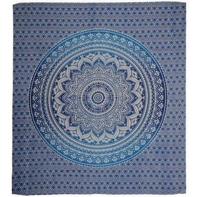 BOB Batik přehoz na postel indický Lotos modrý bavlna King size 235 x 210 cm – Sleviste.cz