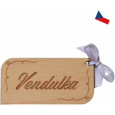 Dřevěná svatební jmenovka se srdíčkem D-decor – Zboží Mobilmania