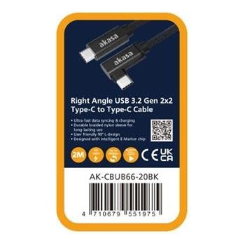 Akasa AK-CBUB66-20BK USB 3.2 Gen 2 Type-C na C, úhlový