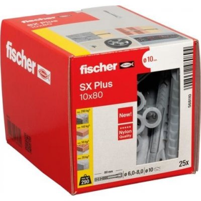 Fischer SX Plus 10x80 mm (balení 25 ks) - rozpínací hmoždinky, prodloužené