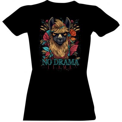 Tričko s potiskem No Drama Llama Černá – Zboží Mobilmania