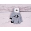 Dětské rukavice Rukavice prstové YO R108 šedé s motivem hor vhodné pro dotykové displeje - mobily tablety
