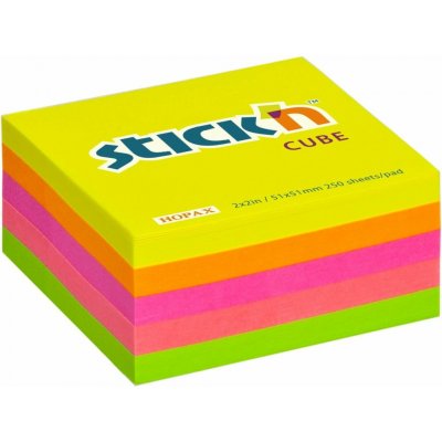 Stick´n Samolepicí bločky Stick´n by Hopax - 51 x 51 mm / 250 lístků / mix neon barev 67962 – Sleviste.cz