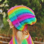 Barevná háčkovaná chunky čepice ombré rainbow – Hledejceny.cz