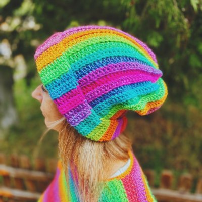 Barevná háčkovaná chunky čepice ombré rainbow – Hledejceny.cz